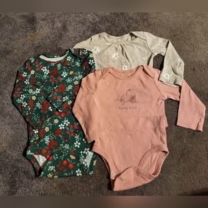 Bodysuits Baby Girls Long Sleeve Set Of 3  Carters